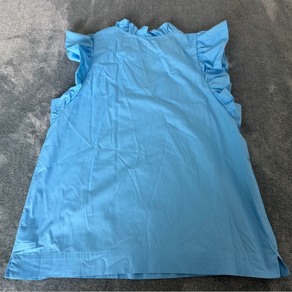 Lilly Pulitzer Klaudie Ruffle Sleeve Cotton Top Size S Lunar Blue Coastal Resort - Picture 7 of 7